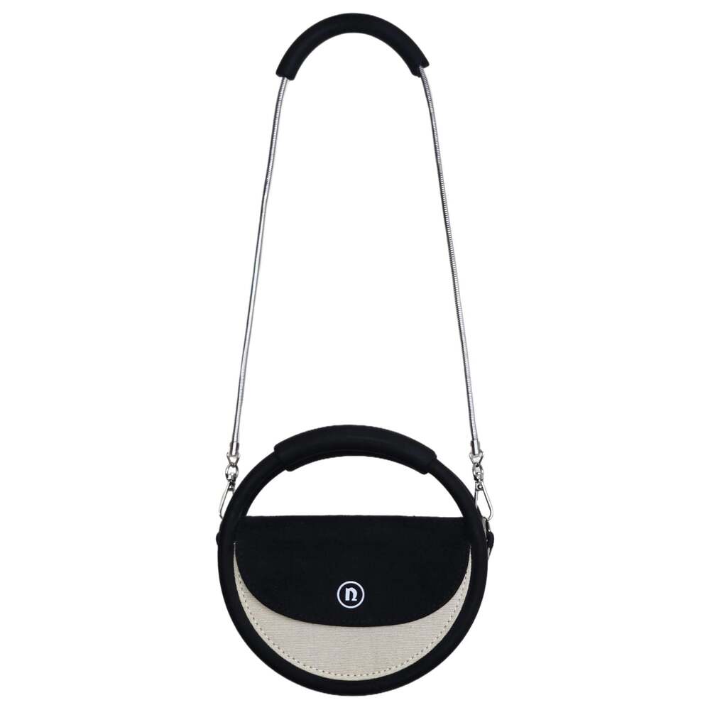 nana-nana HOOP Mini Canvas Handbag, Ivory Black